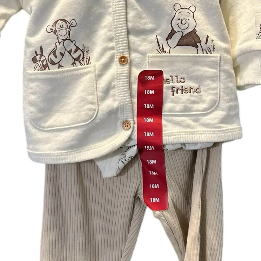 NWT Carter’s Toddler Winnie The Pooh Cream 3 Piece Set Jacket Bodysuit Pants 18M
